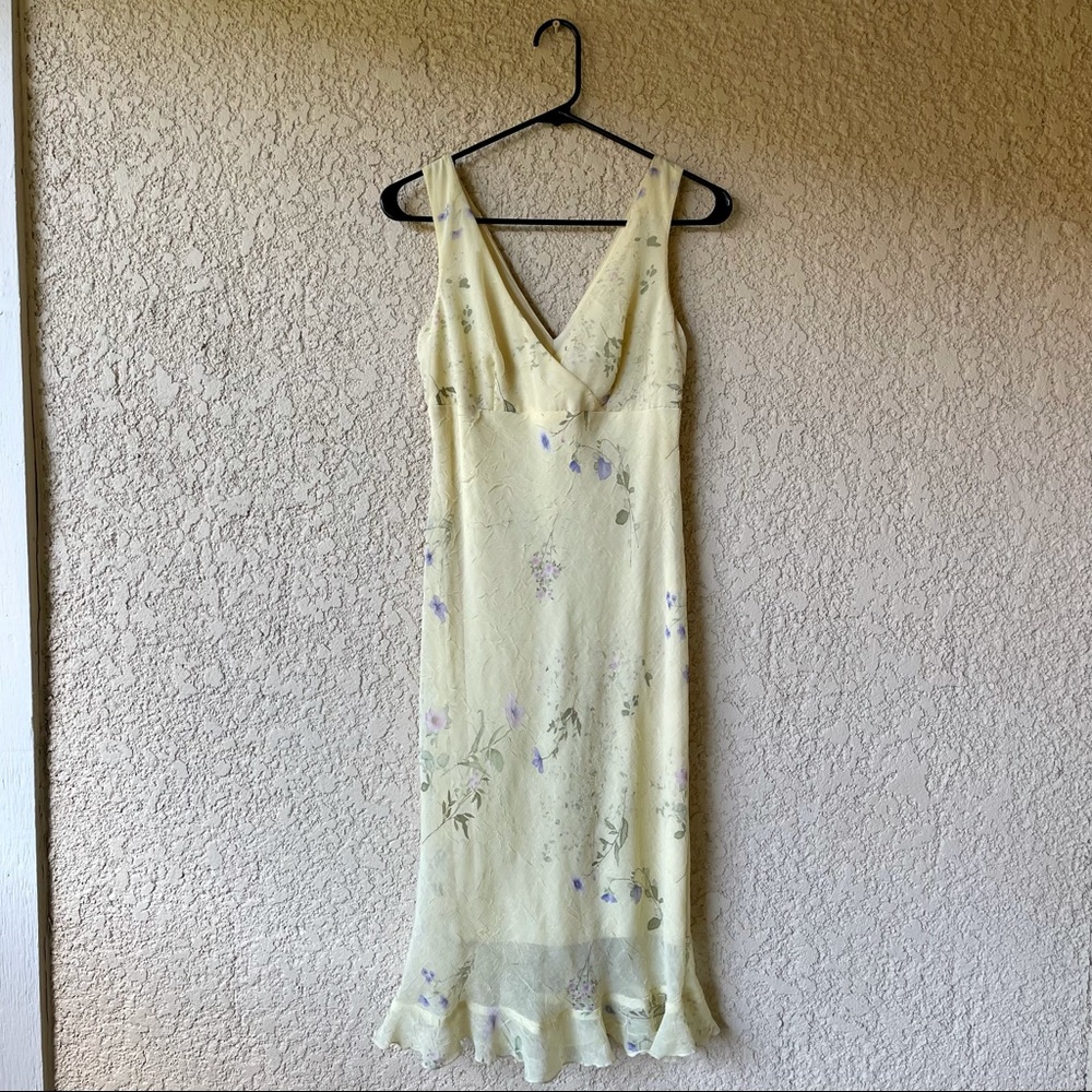 SALE ❤️‍🔥 Rare Vintage 90’s Slinky Yellow Floral Dress